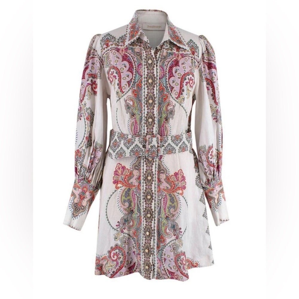 Paisley Print Long Sleeve Dress